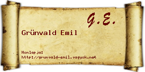 Grünvald Emil névjegykártya