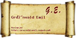 Grünvald Emil névjegykártya